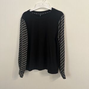 DREW Black Long Sleeve Top Chain Print Sleeves Made in USA Women’s M